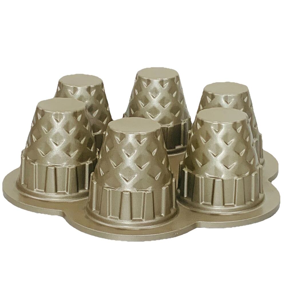 WILLIAMS-SONOMA Nordic Ware Ice Cream Cone Cupcake (6) Pan 4.5 Cups Gold USA EUC